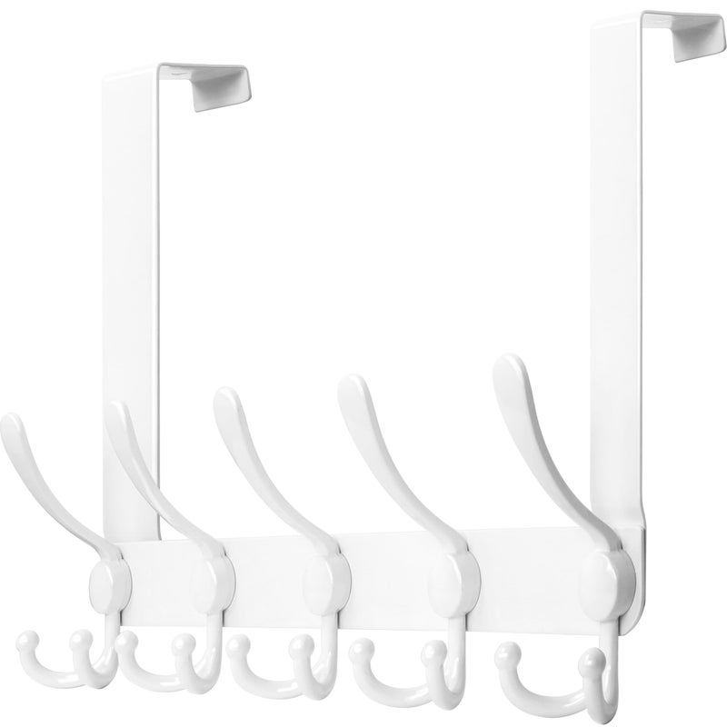 WEBI Over The Door Hooks,Door Hanger,Triple Door Hooks for Hanging Over The Door Towel Rack,Door Coat Hanger,Door Coat Rack for Clothes,Towels,Back of Bathroom,White - Image 1